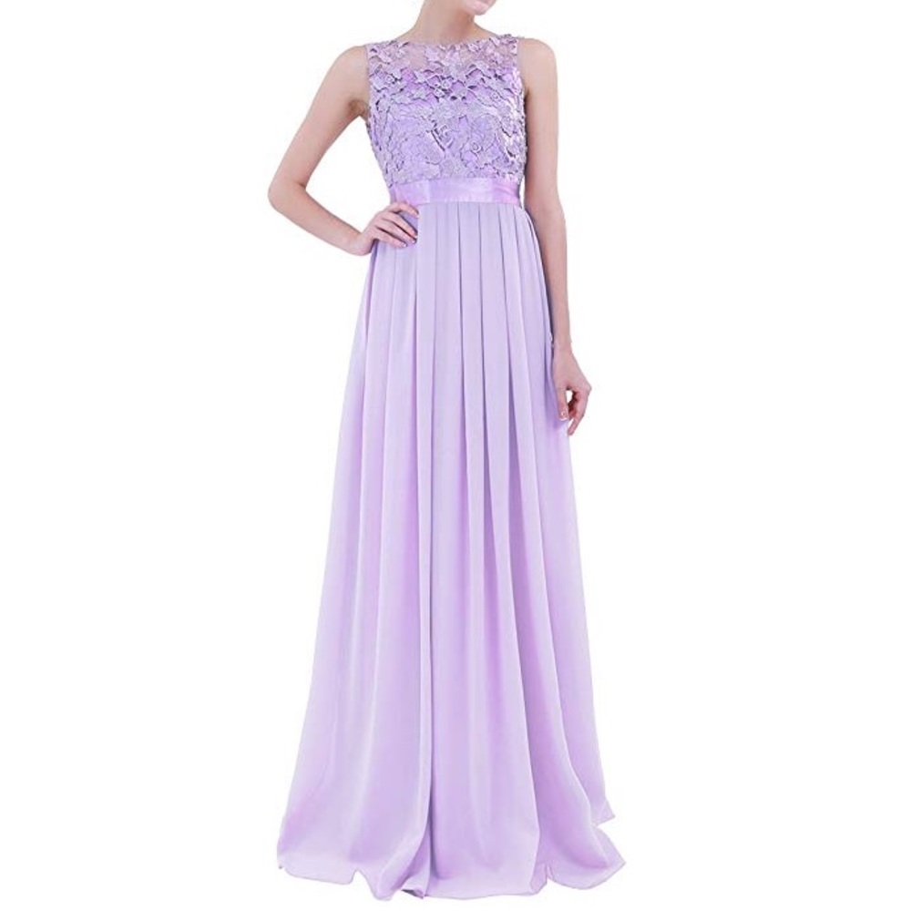 NWT! iEFiEL Floral Lace Crochet Chiffon Dress